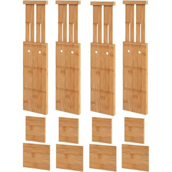 4.4" High Drawer Dividers with Inserts, Bamboo Drawer Dividers for Clothes - Picture 1 of 7